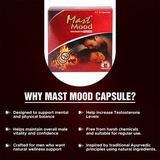 Dharmani’s International Mast Mood Purnchander Ras Ayurvedic Capsules | Proprietary Ayurvedic Formulation | With Shilajit, Ras Sindur & Abhrak Bhasma | 6 x 10 Capsules
