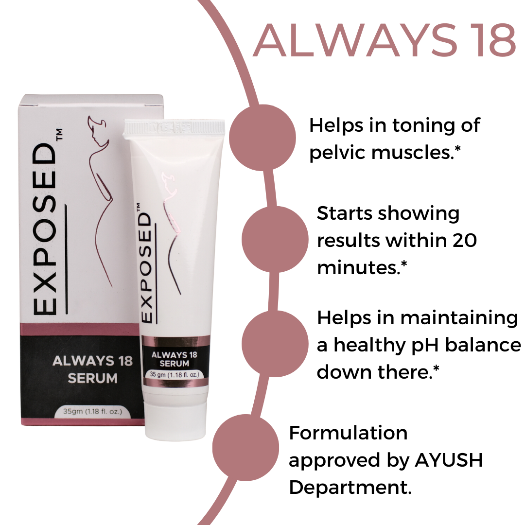 Exposed Always 18 Serum | Revitalizing Serum For Firming and Toning Pelvic Muscles | For Women - 35 gm