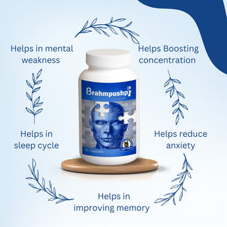 Dharmani's International Brahmpushpi Brain Support Capsules – Herbal Supplement for Memory, Focus & Mental Clarity – Cognitive Wellness for Men & Women – 60 Capsules